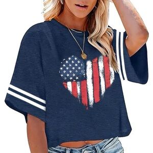 USA Flag Heart Crop Top